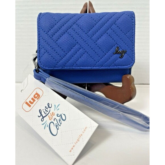 NWT Lug Pedicab Wallet Vegan Matte Luxe VL RFID Sapphire Blue Wristlet ORG $68 - Picture 3 of 15